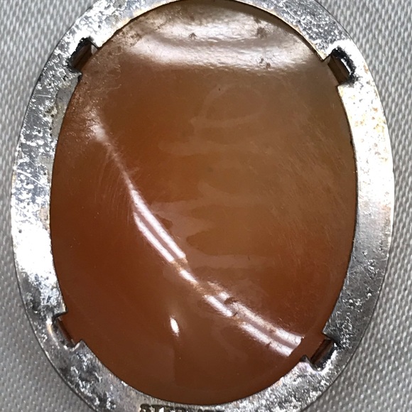 Antique Genuine Sterling Silver Shell Large Cameo Necklace Artist Signed 19c - Picture 12 of 14